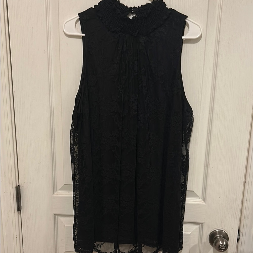 Torrid Black Ruffled Sleeveless Blouse with collar